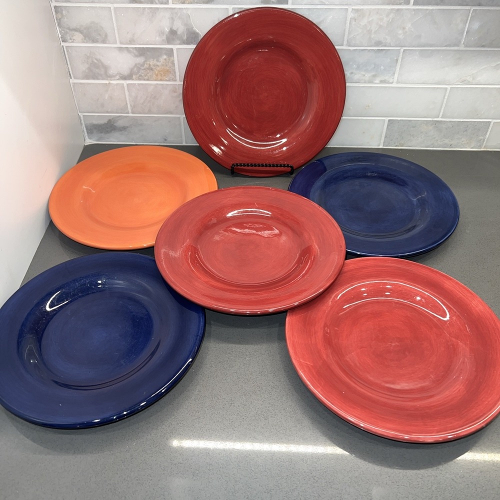 6 Corsica Hand Painted Collection 8.5" Salad Plates, multiple colors